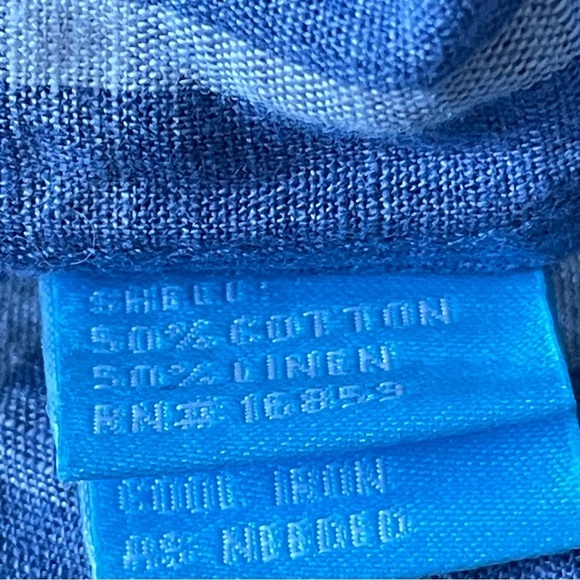 J. McLaughlin Trim Fit Linen Cotton blend button down Shirt blue 35480 - Picture 11 of 12